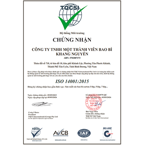 CÔNG TY TNHH MTV BAO BÌ KHANG NGUYỄN